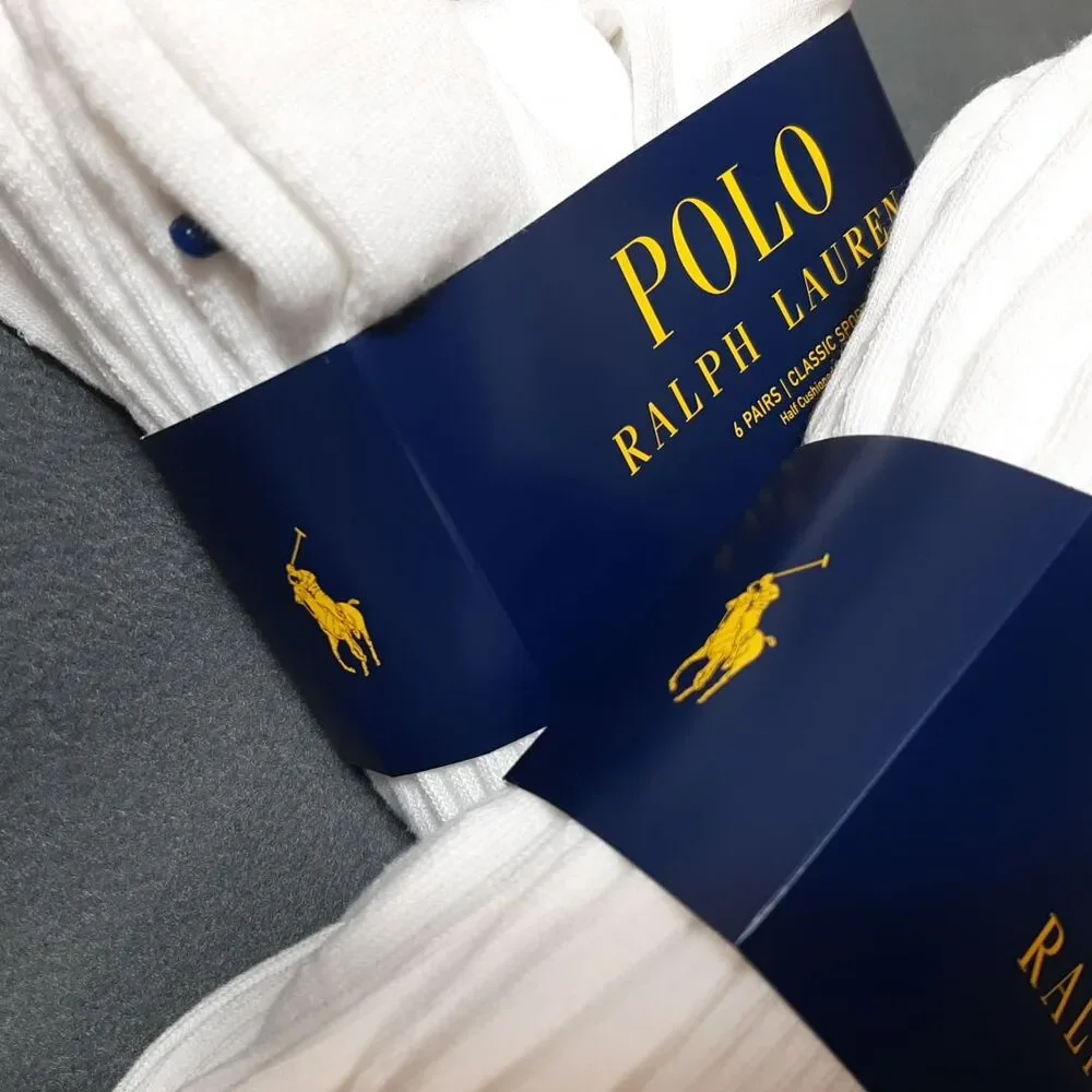 Polo Ralph Lauren Socks Mens White 6 Pairs Classic Sport PRL ZP821005PK6N BUNDLE